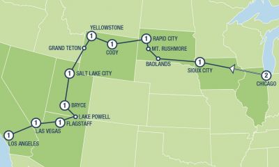 Map showing the Tour regions